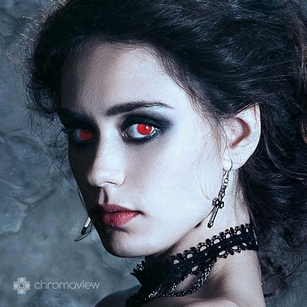 Attitude Holland - Blind Red lentilles de contact halloween 1 jour - Rouge